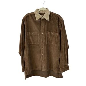 North West Blue Women’s Corduroy Beige/Ivory Button Shirt Shacket L